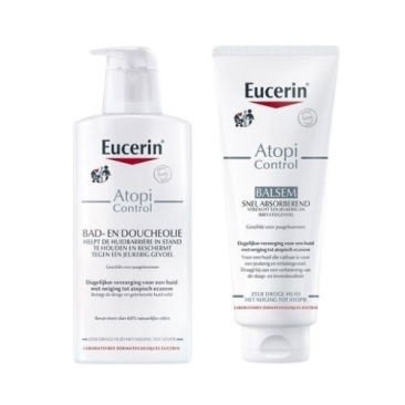 Eucerin AtopiControl Bad Doucheolie 400ml en Balsem 400ml Routine Kit